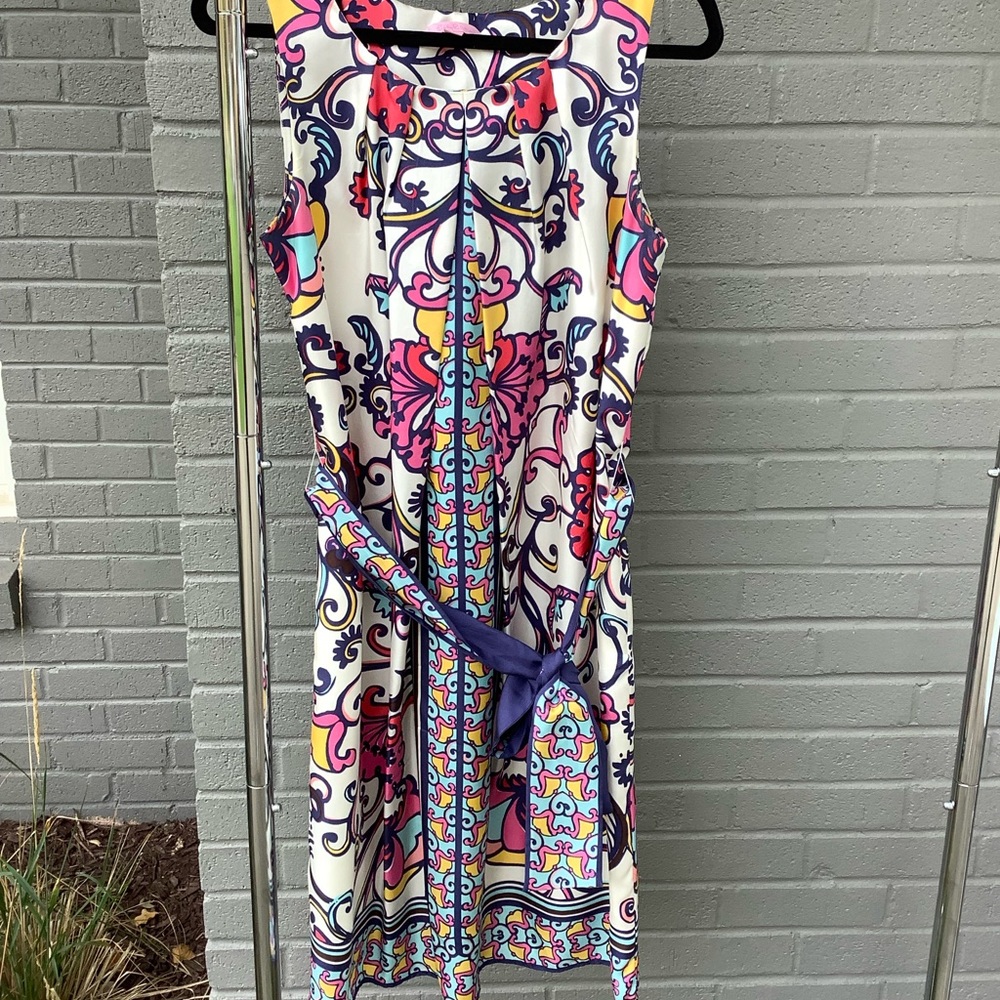 Lilly Pulitzer Colby silk tie dress white cameo size 10